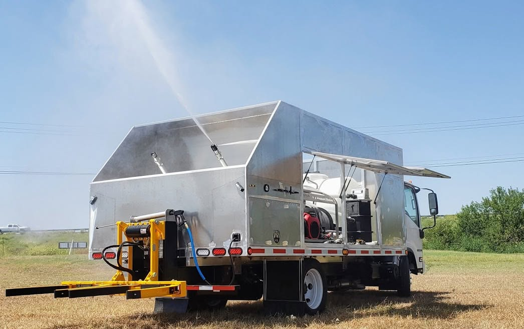 Viking Upfit trash can cleaning truck for residential and commercial routes